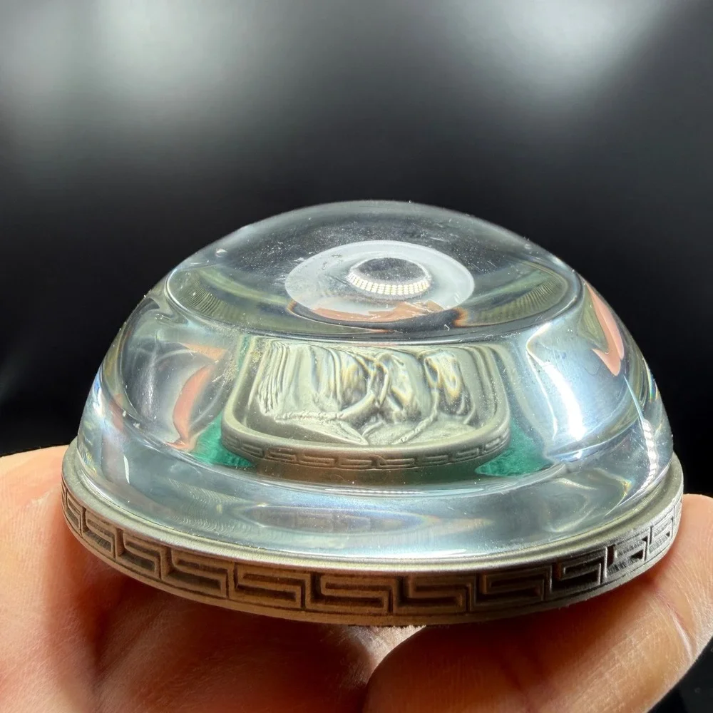 Vintage‎ Fort Pewter Horse Heads Dome Paperweight Equestrian Desk Decor 3 Inch